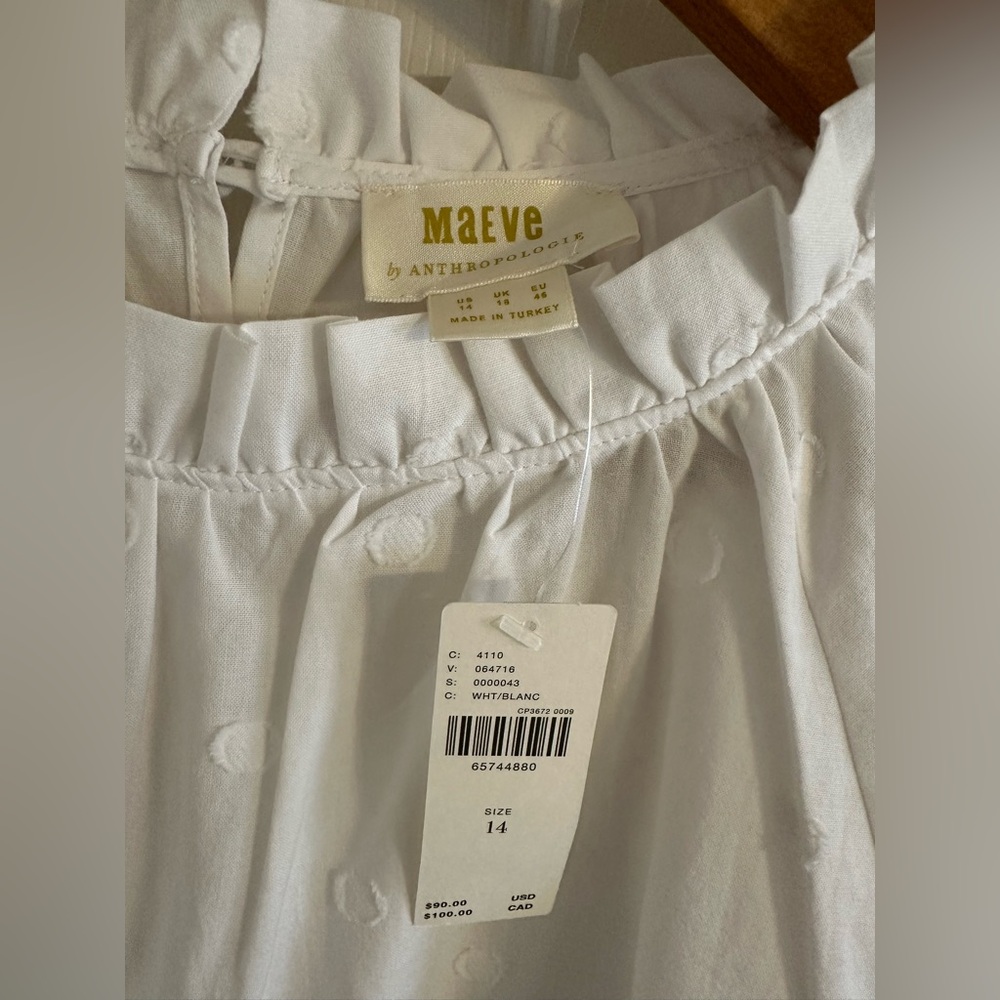 NWT Anthropologie Maeve Polka Dot Puffed-Sleeve Blouse 14 - Picture 8 of 15
